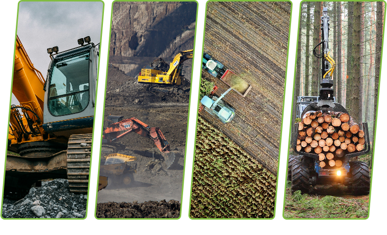 4 different images showcasing heavy equipment