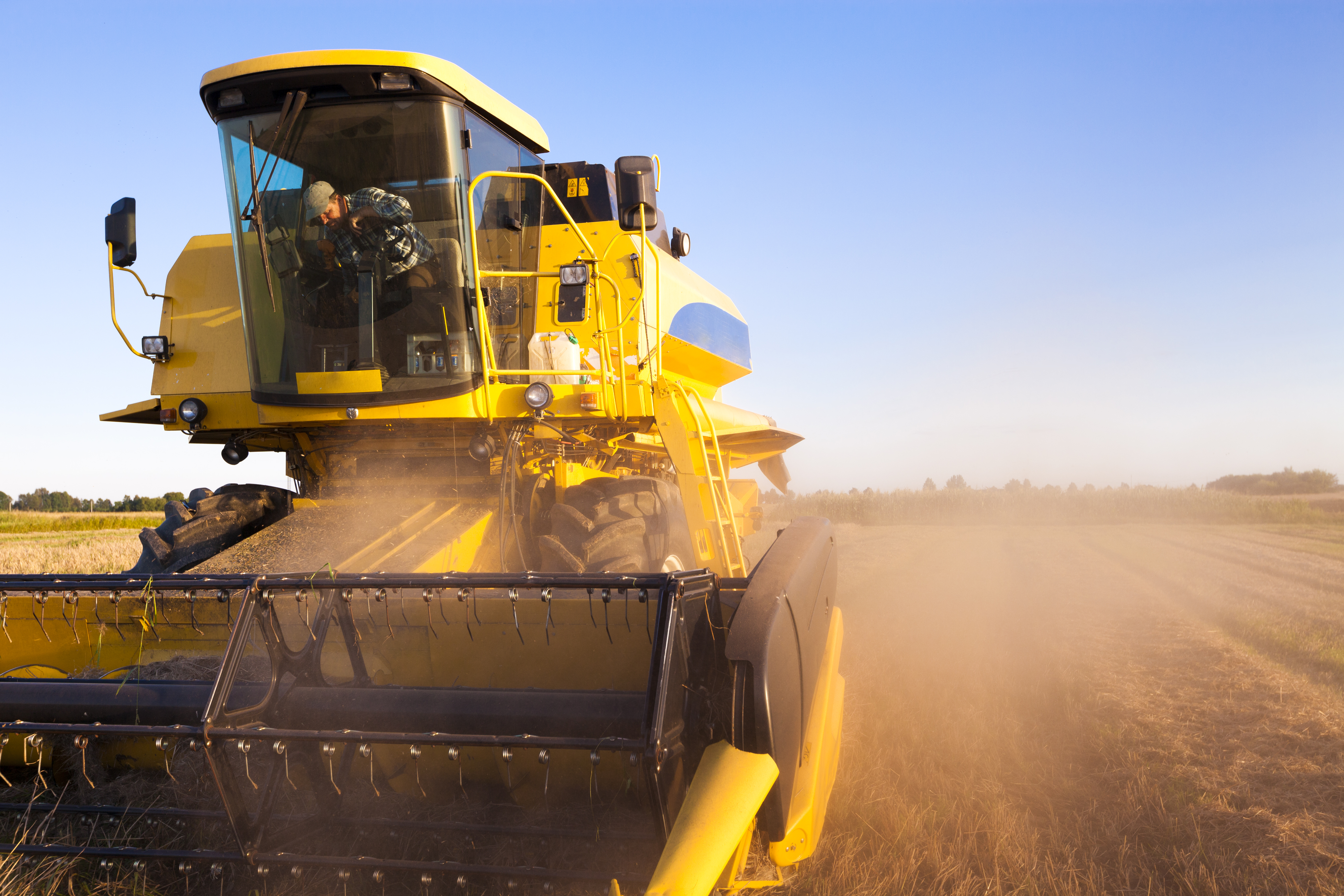 Close up of a combine harvester.
